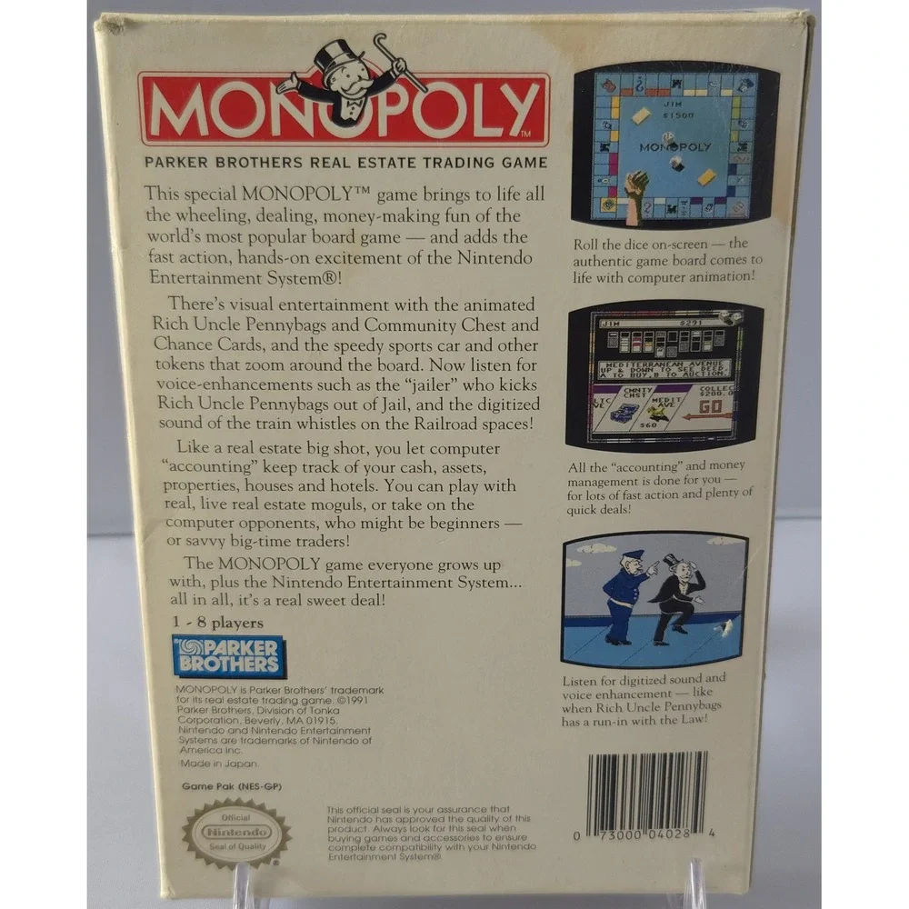 Parker Brothers No. 4028 Monopoly NES Video‎ Game CIB Nintendo NTSC-U